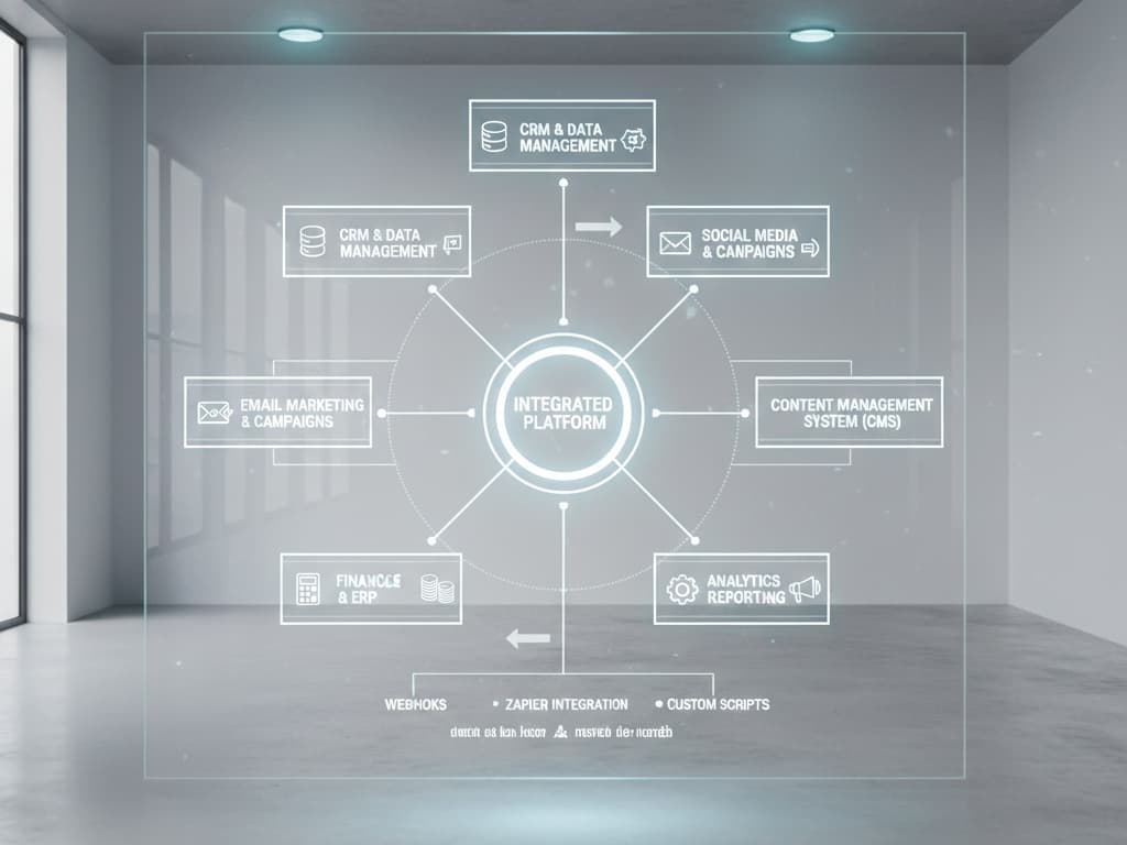 Flowchart-style automation diagram showing tools connected.
